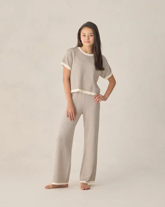 Pantalon large en tricot - Rayures chocolat