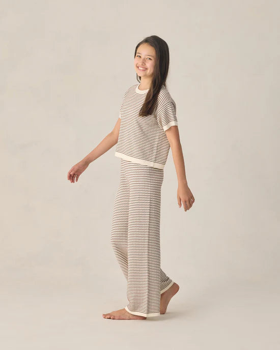 Pantalon large en tricot - Rayures chocolat