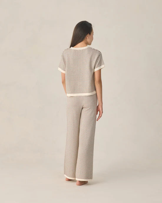 Chandail en tricot court et ample - Rayures chocolat