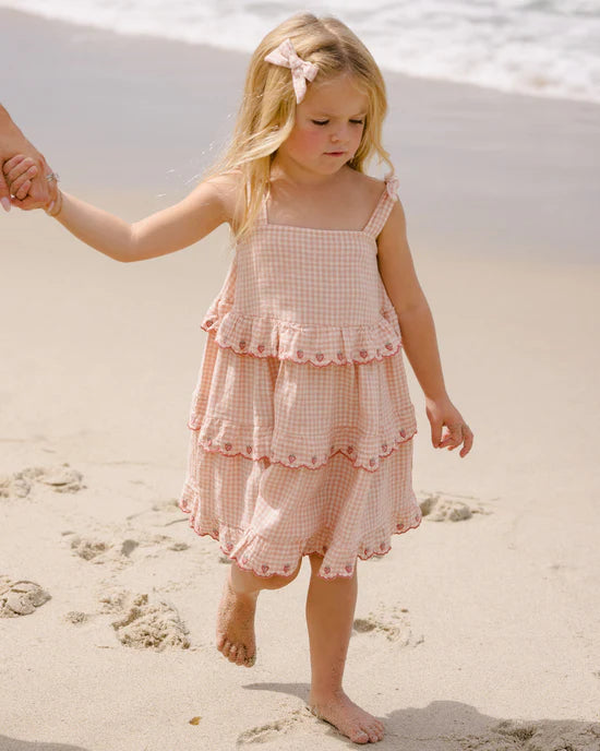 Robe évasée à volants - Gingham Pétale