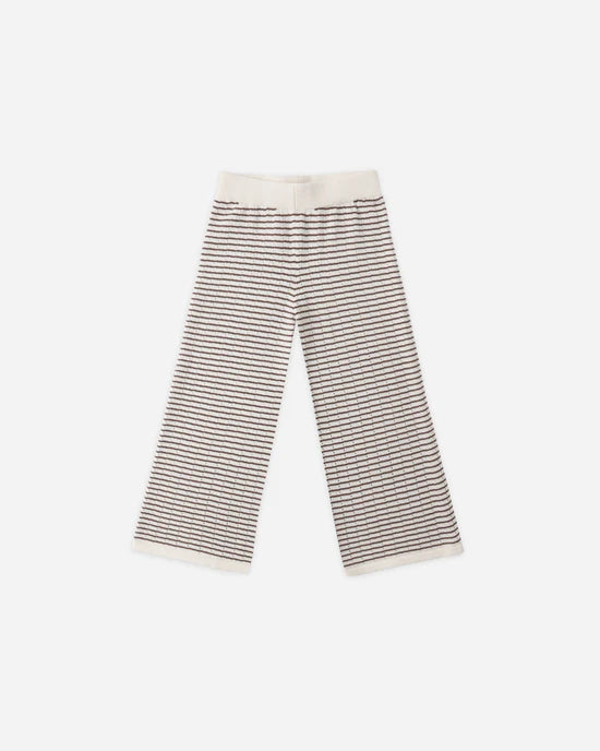 Pantalon large en tricot - Rayures chocolat