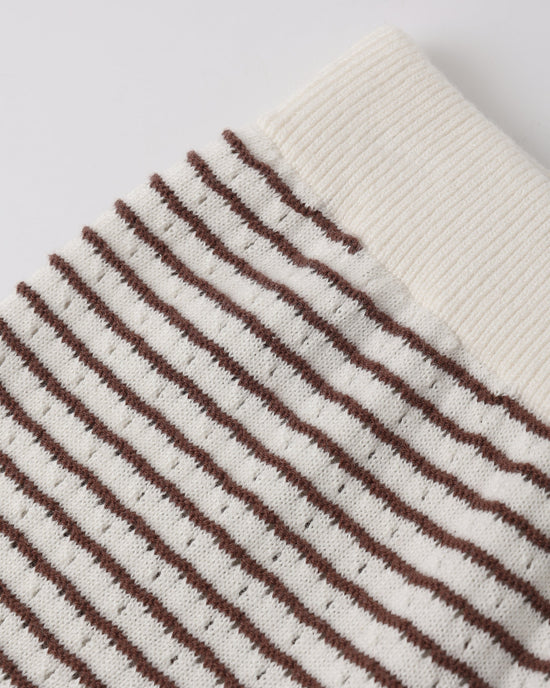 Pantalon large en tricot - Rayures chocolat