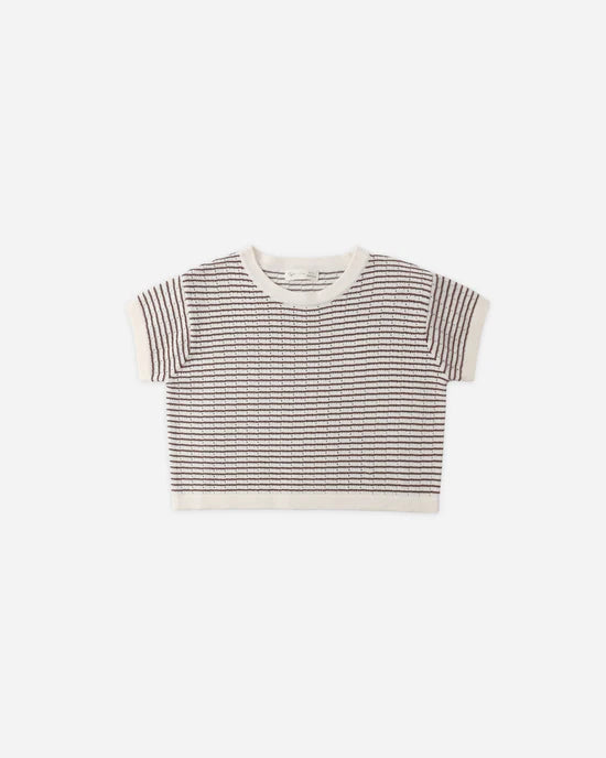 Chandail en tricot court et ample - Rayures chocolat