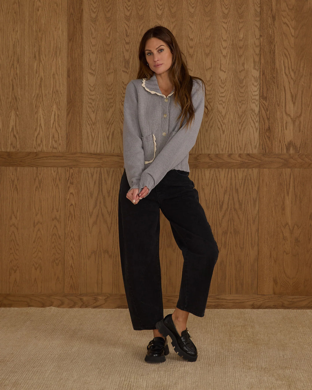 Cardigan à col - Dusty Blue (femme)