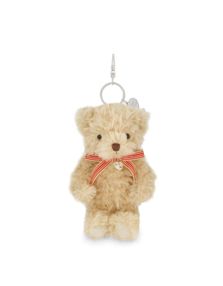 Bag charm - Arthur the Bear with red striped loop