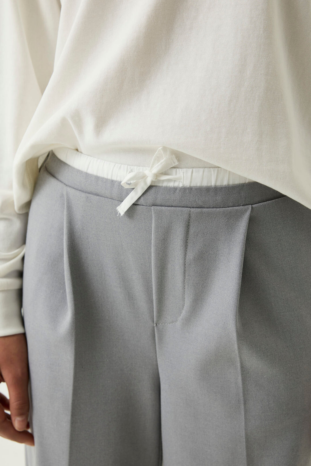Pantalon à jambes larges - Gris pâle