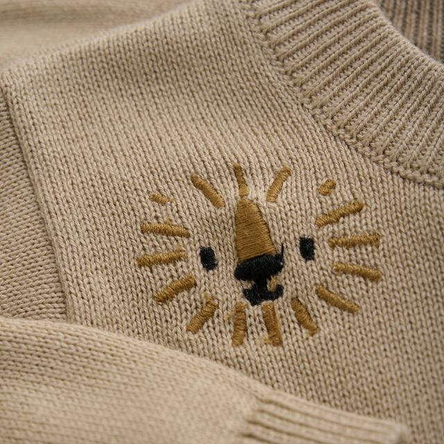 Cardigan avec broderies de lion