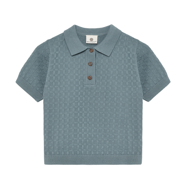 Citadel blue short-sleeved textured polo shirt