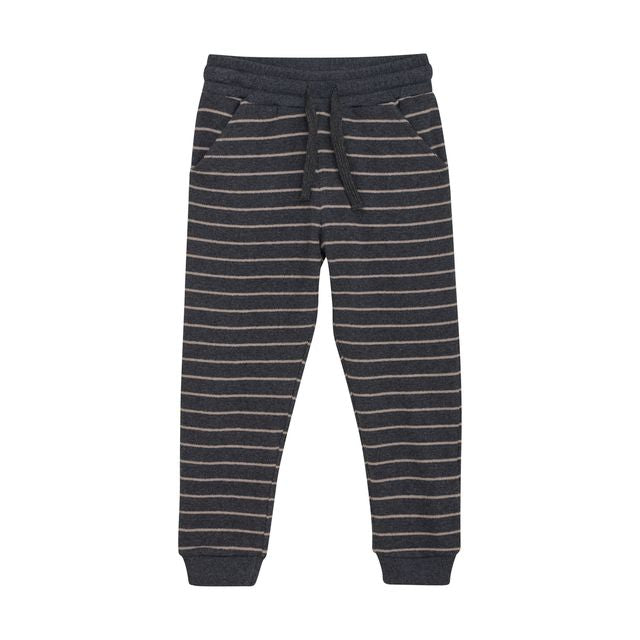 Pantalon en molleton marine à rayures sables