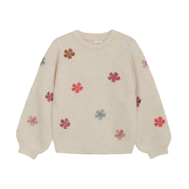 Pull en tricot avec fleurs brodées