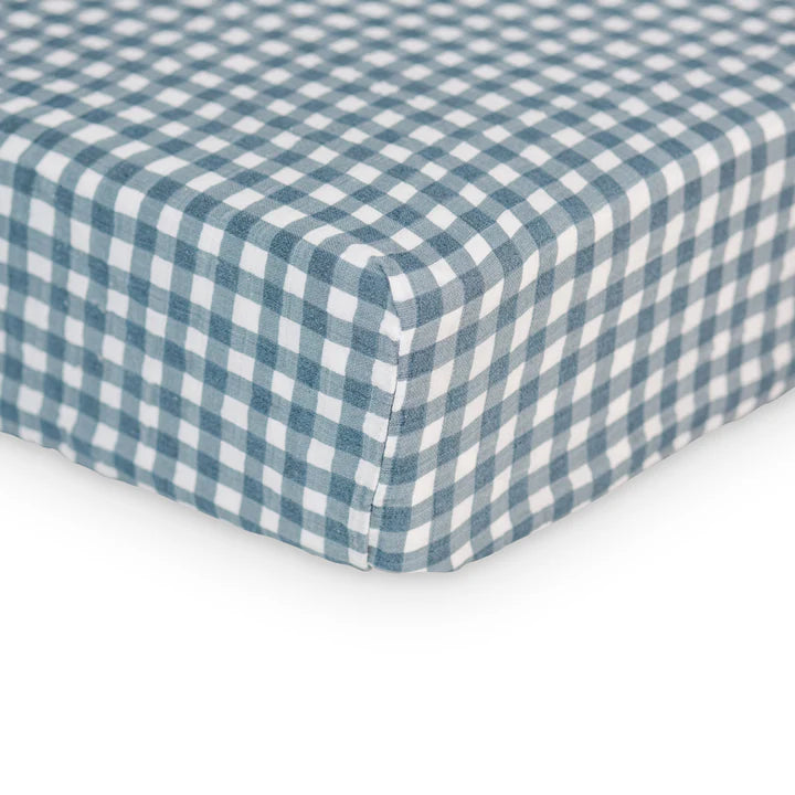 Drap contour de bassinette - Navy Gingham