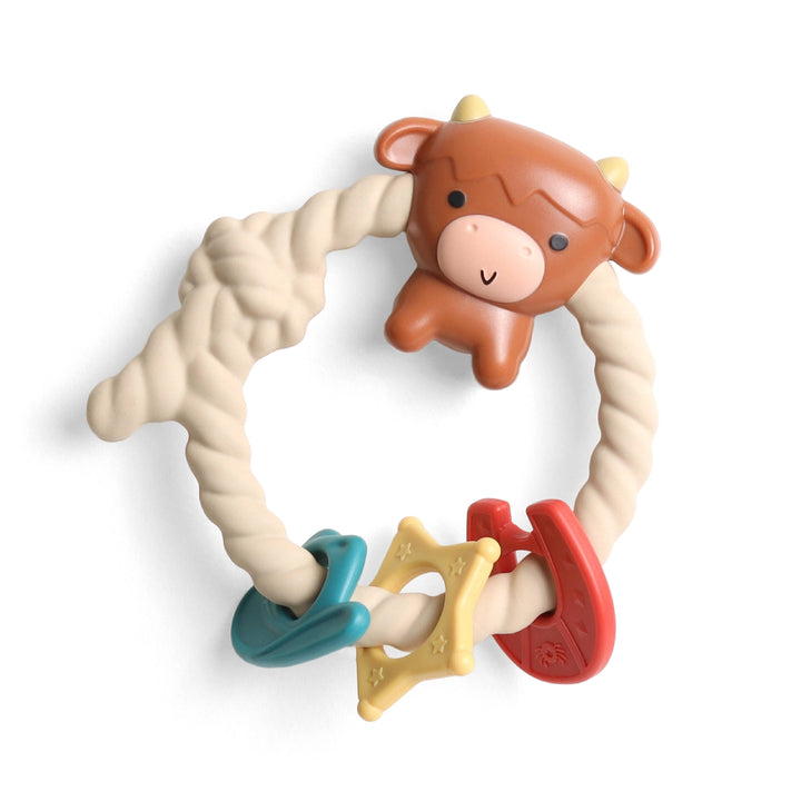 Hochet et anneau de dentition en silicone Ritzy Rattle™ - Vache Highland