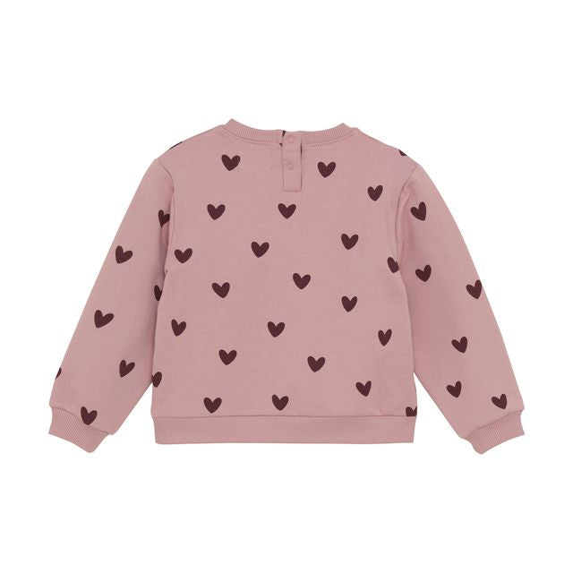 Sweat rose à imprimé de coeurs