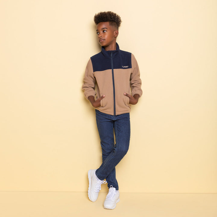 Veste polar Marine et beige 4 ans