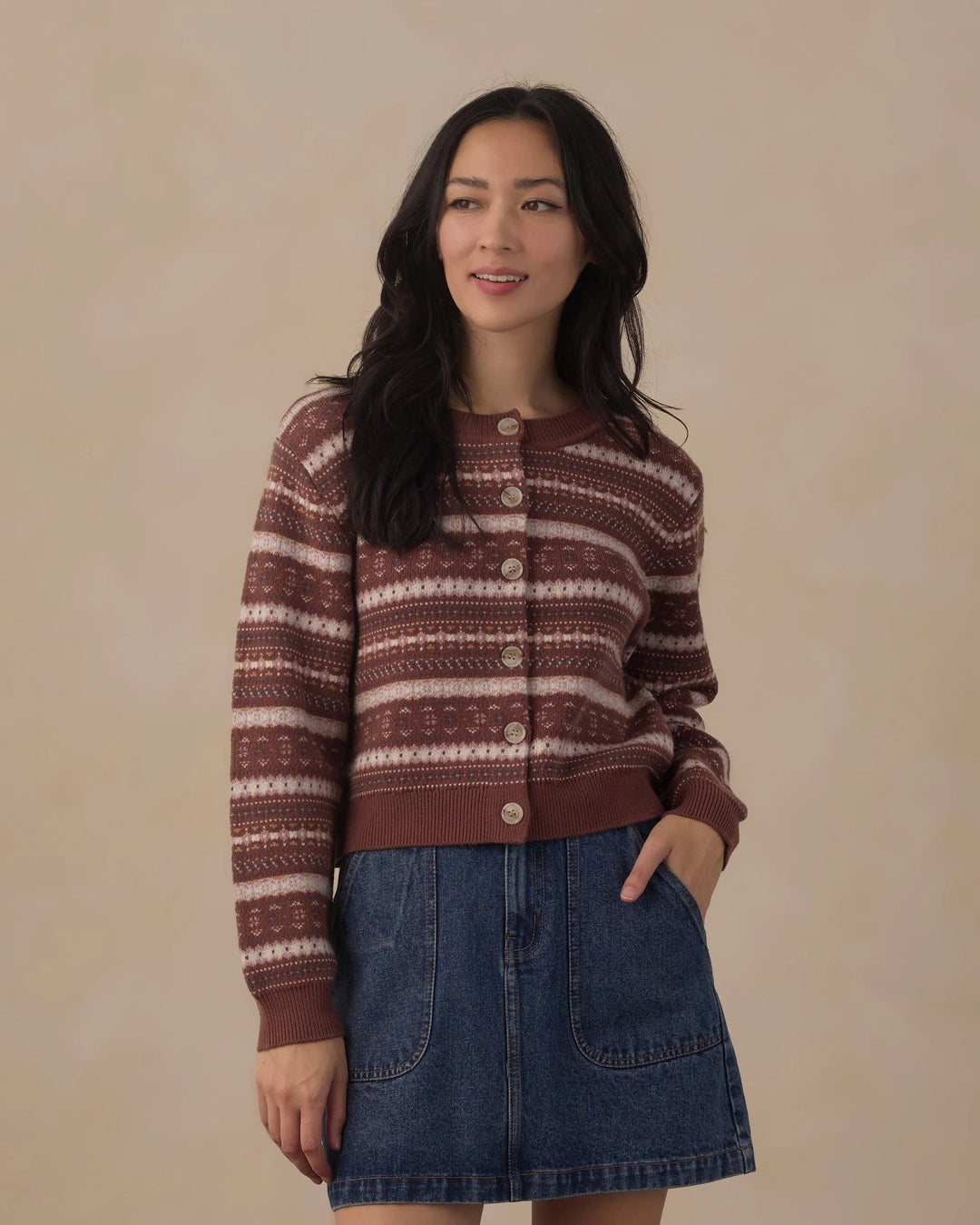 Cardigan Cheyenne pour femme - Mulberry Stripes