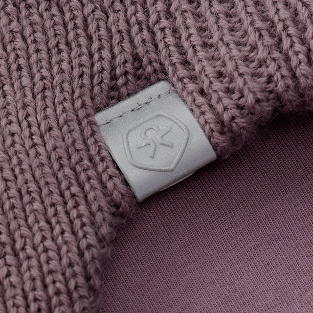 Lavender lined pompom hat