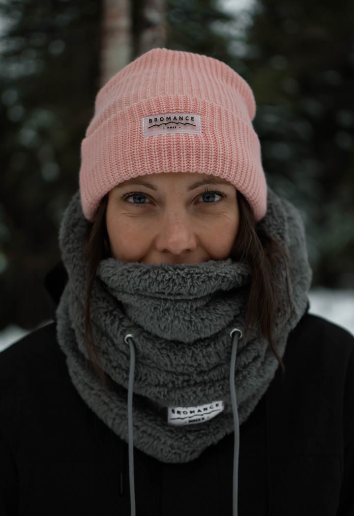 Tuque en tricot doublée Baby Pink M
