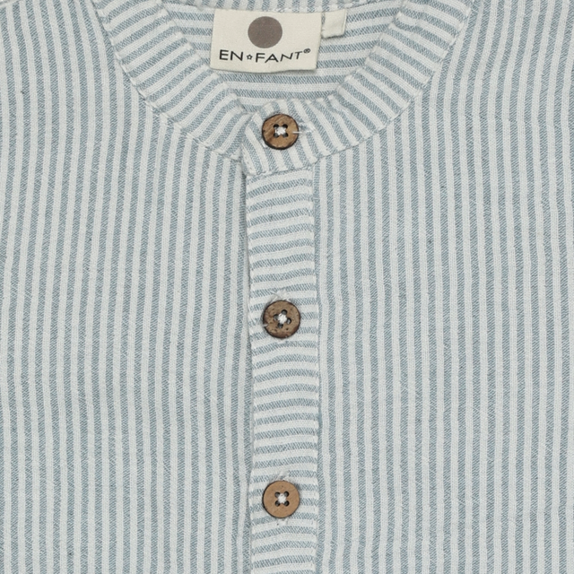 Romper en mousseline à fines rayures bleu citadel