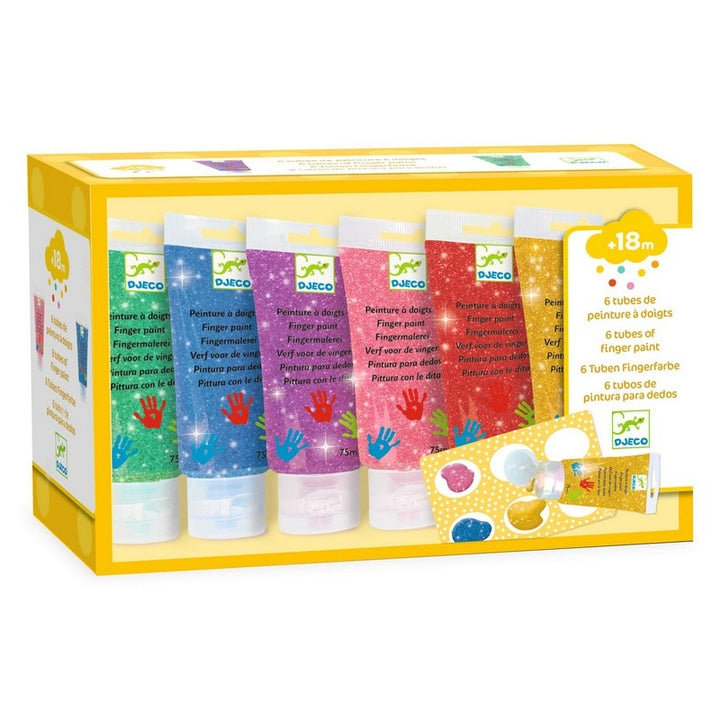 Peinture à doigts à paillettes - 6 tubes