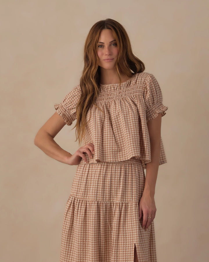 Jupe midi à volants pour femme - Fawn Gingham