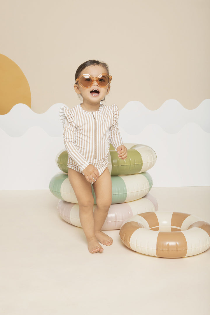 Maillot une pièce ligné Taupe Bébé 0-3 mois