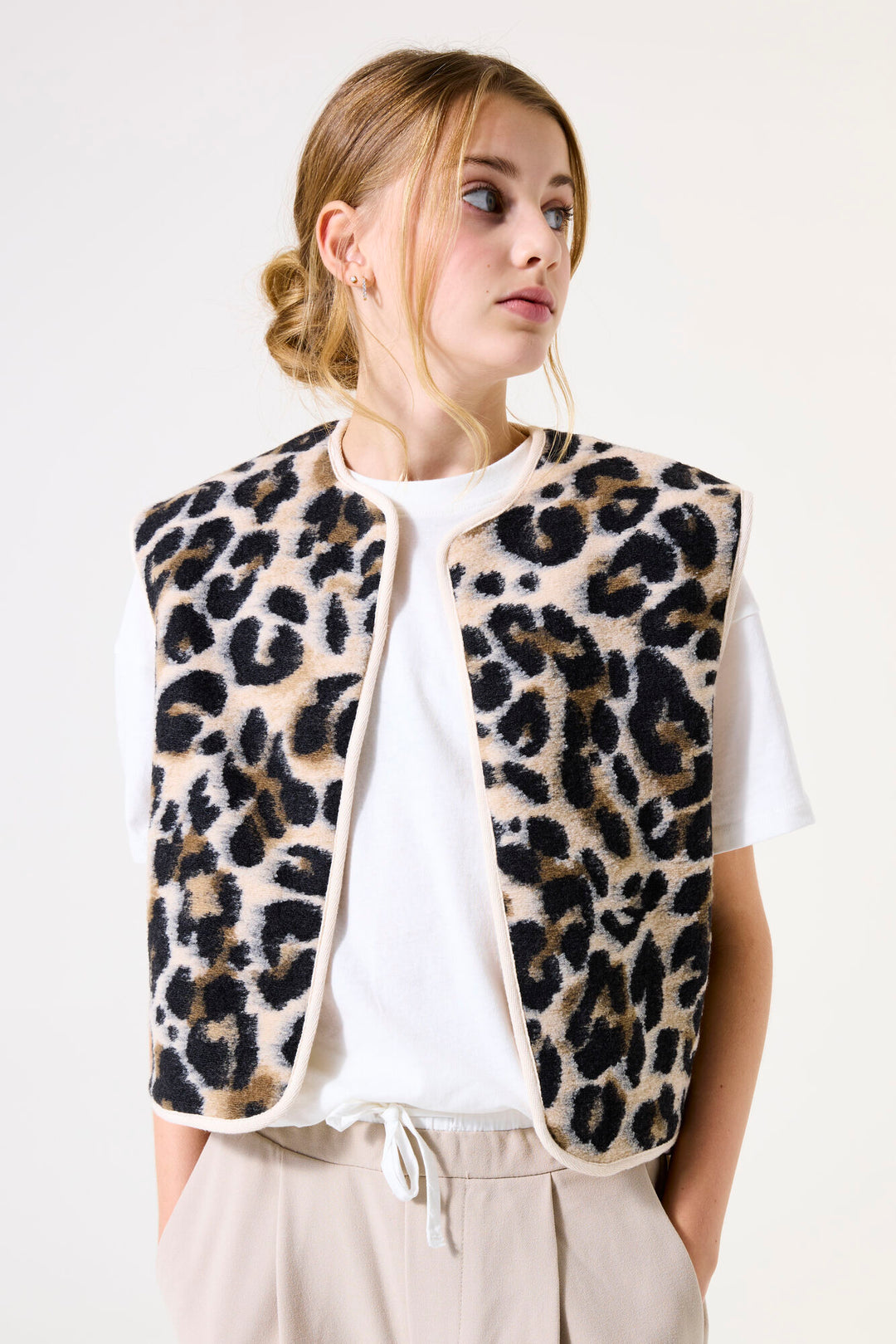 Gilet réversible à imprimé léopard