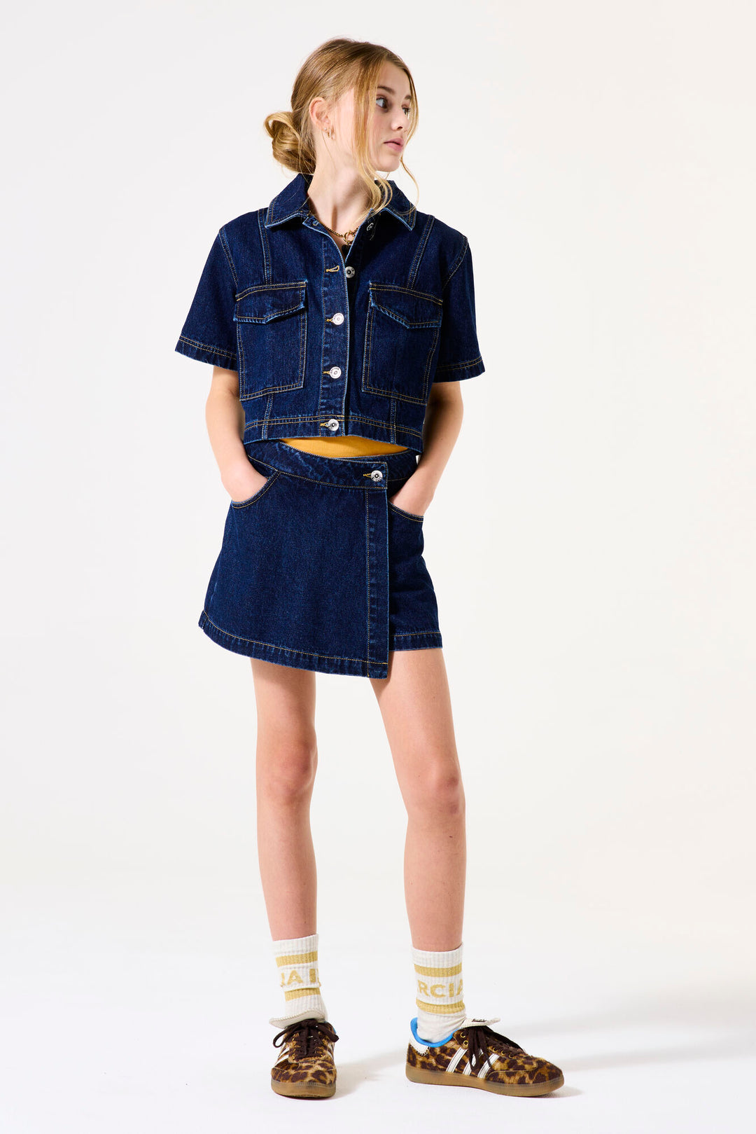 Veste en jeans à manches courtes