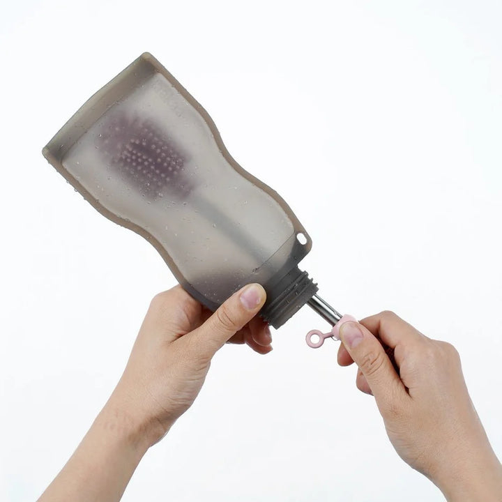 Brosse de nettoyage en silicone à double embout – Gris Sueva