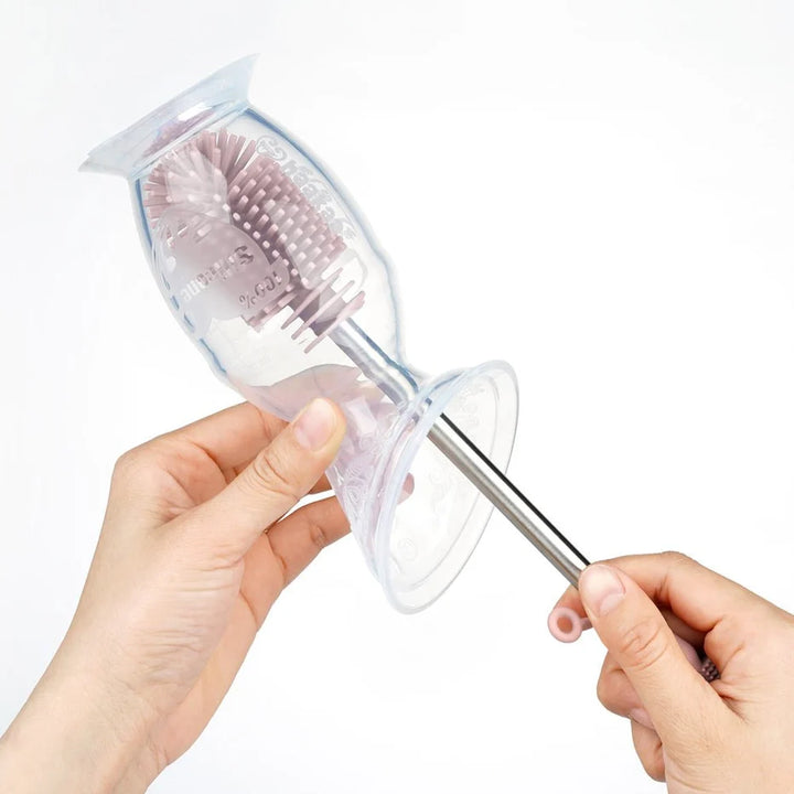 Brosse de nettoyage en silicone à double embout – Gris Sueva