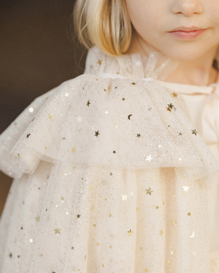 Cape en tulle Étoiles Champagne