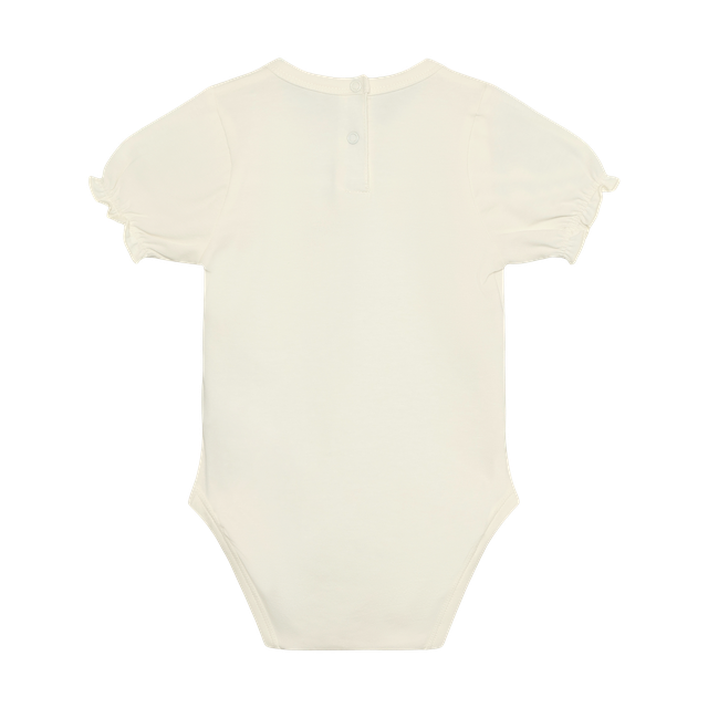 Embroidered onesie with smocked effect