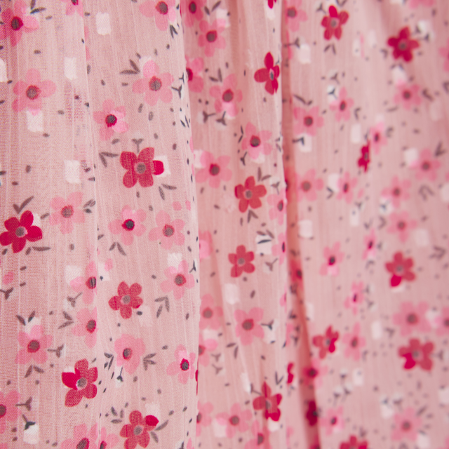 Jupe à volant - Fleurs roses