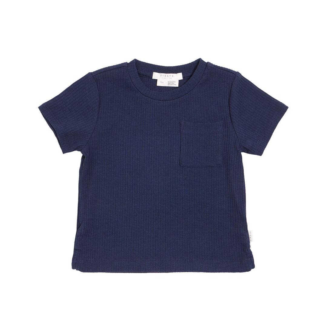 T-Shirt en tricot côtelé Navy  2 ans