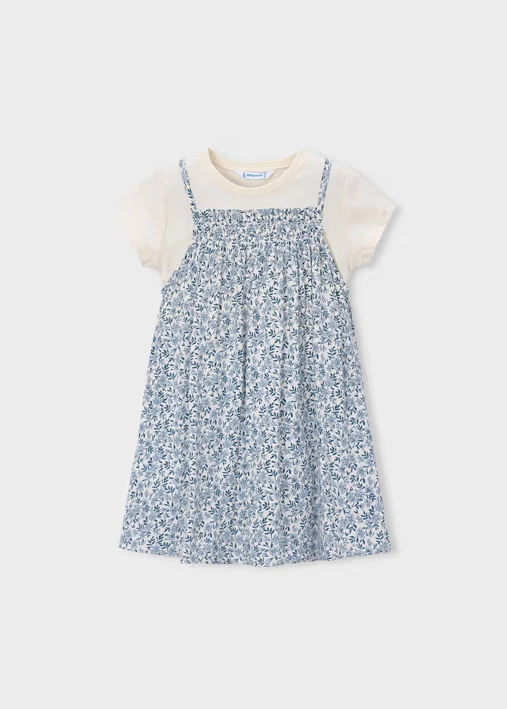 Robe combinée à imprimé floral bleu