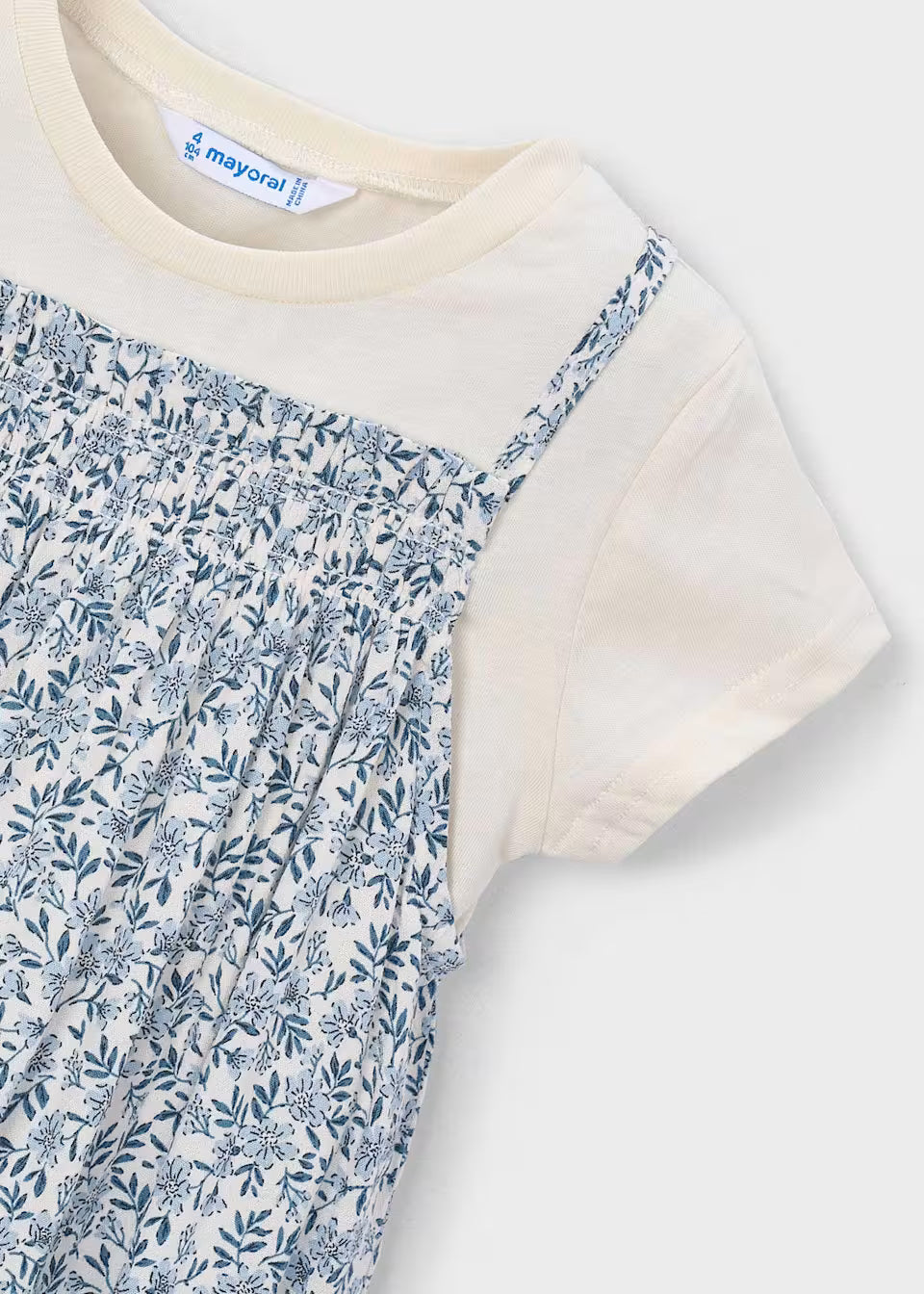 Robe combinée à imprimé floral bleu