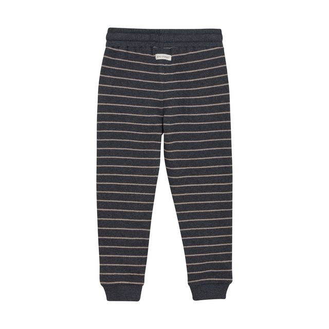 Pantalon en molleton marine à rayures sables
