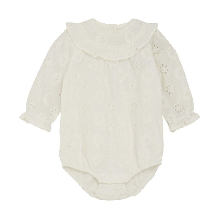 Barboteuse avec broderie anglaise