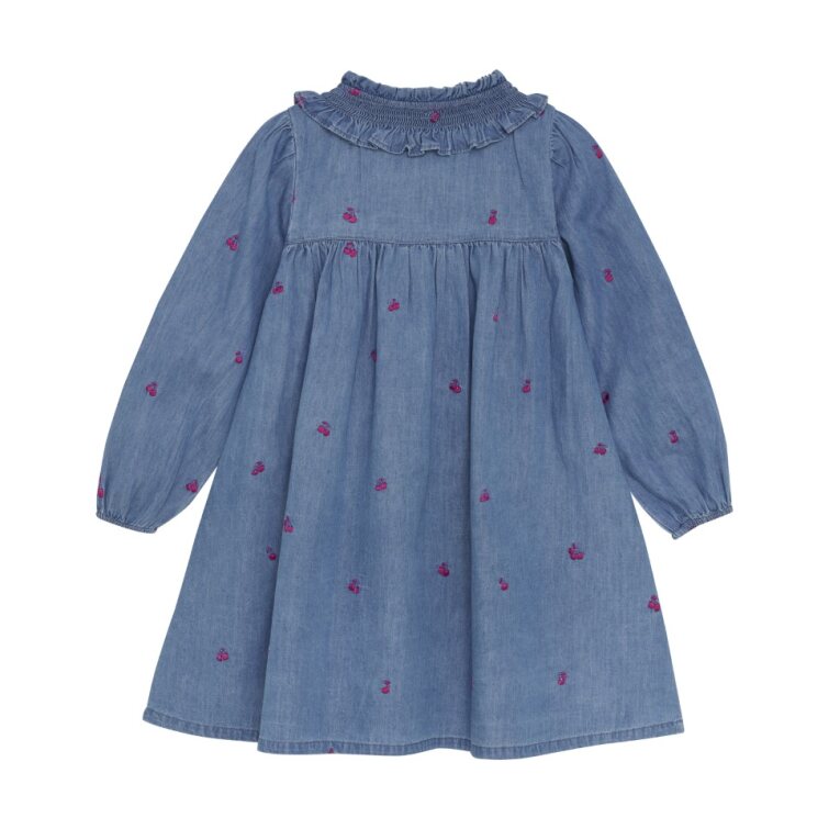 Robe en jeans avec cerises brodées