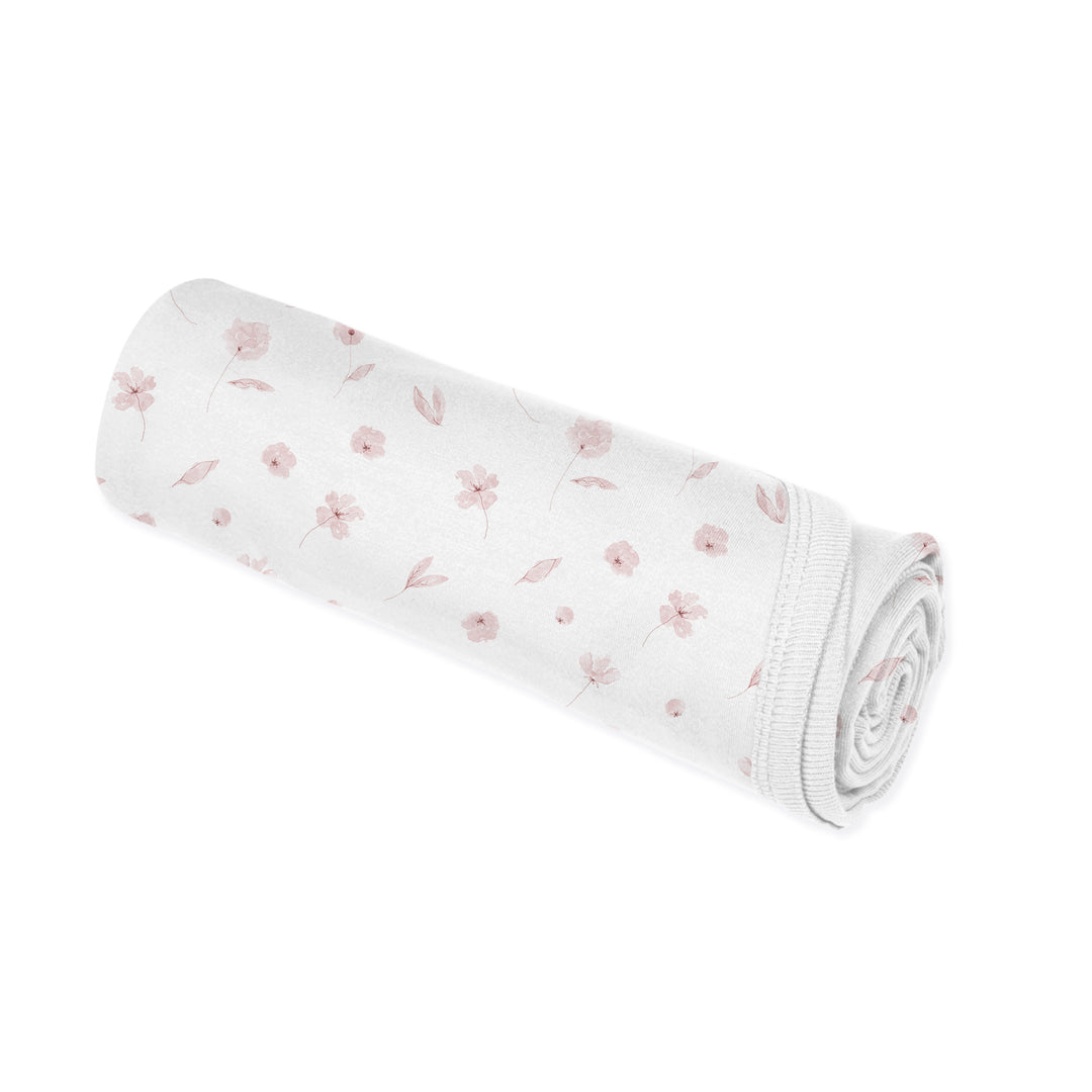 Couverture en modal - Fleurs roses sur fond crème
