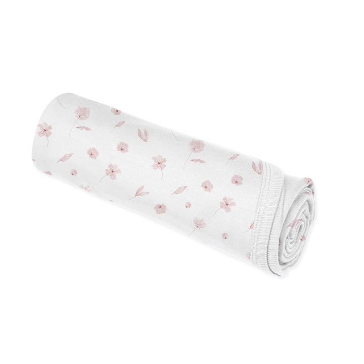 Couverture en modal - Fleurs roses sur fond crème