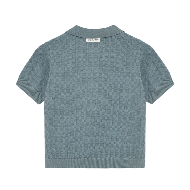 Citadel blue short-sleeved textured polo shirt